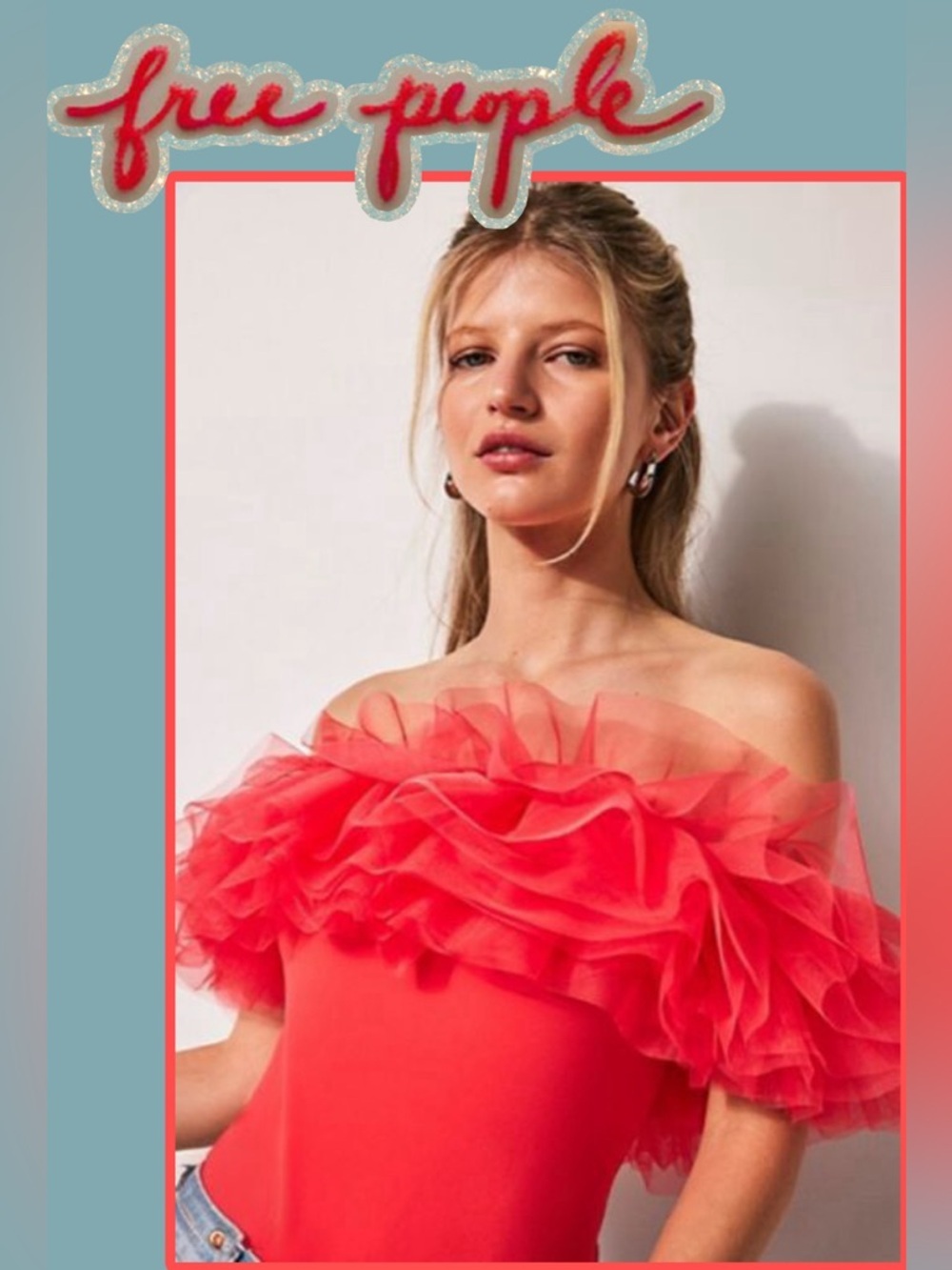 New Free People Intimately Big Love Bodysuit Bright Coral Small
